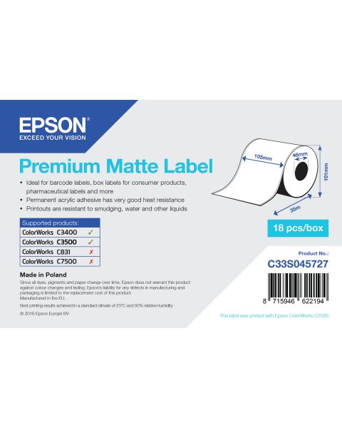 Epson C33S045727 printer label White Self-adhesive printer label
