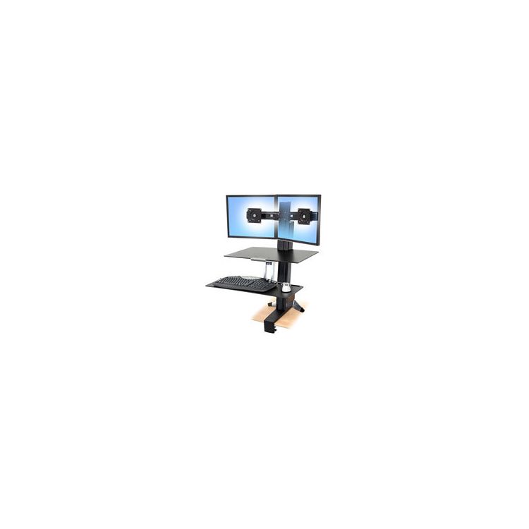 Ergotron WorkFit-S, Dual with Worksurface+ Multimedia stand Black