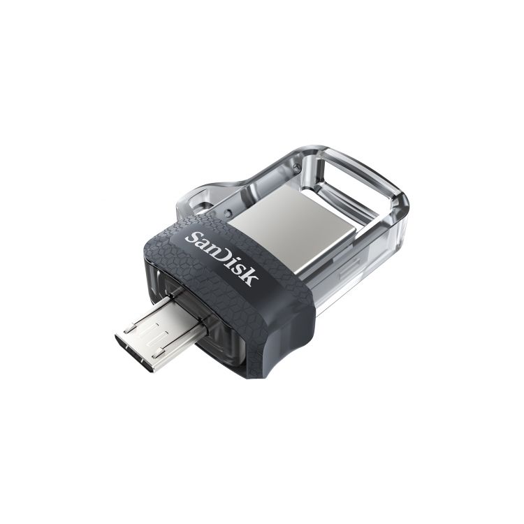 SanDisk Ultra Dual m3.0 USB flash drive 128 GB USB Type-A / Micro-USB 3.2 Gen 1 (3.1 Gen 1) Black, Silver, Transparent