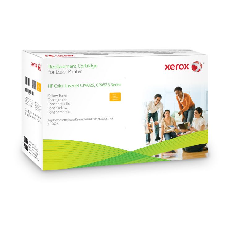 Xerox Yellow toner cartridge. Equivalent to HP CE262A. Compatible with HP Colour LaserJet CM4540 MFP, Colour LaserJet CP4025, Colour LaserJet CP4525