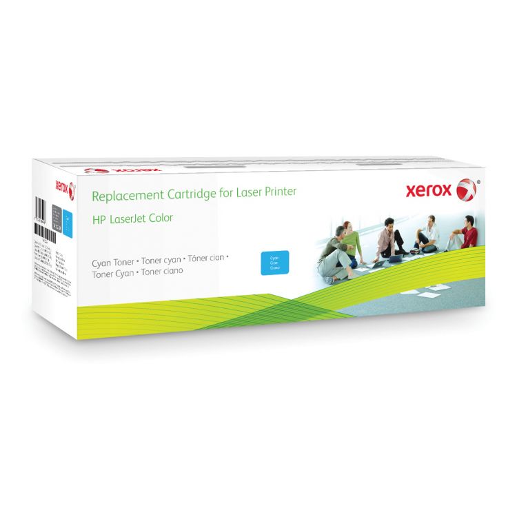 Xerox Cyan toner cartridge. Equivalent to HP CE411A. Compatible with HP Colour LaserJet M351A, Colour LaserJet M375MFP, Colour LaserJet M451, Colour LaserJet M475 MFP