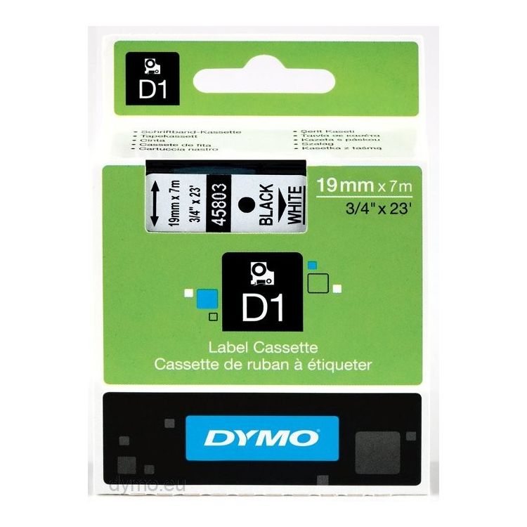 DYMO D1 Standard - Black on White - 19mm