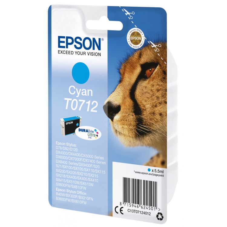 Epson Singlepack Cyan T0712 DURABrite Ultra Ink