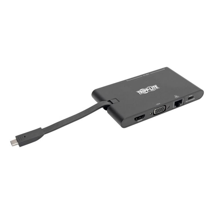 Tripp Lite USB-C Laptop Docking Station - HDMI, VGA, GbE, 4K @ 30 Hz, Thunderbolt 3, USB-A, USB-C, PD Charging 3.0, Black