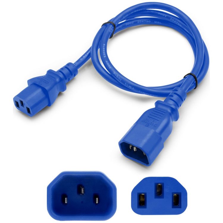 AddOn Networks 6ft C13 Female to C14 Male 18AWG 100-250V at 10A Blue Power Cable