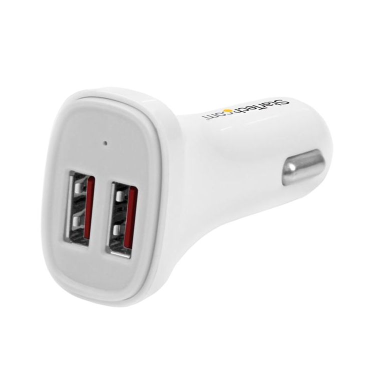 StarTech.com Dual-Port USB Car Charger - 24W/4.8A - White