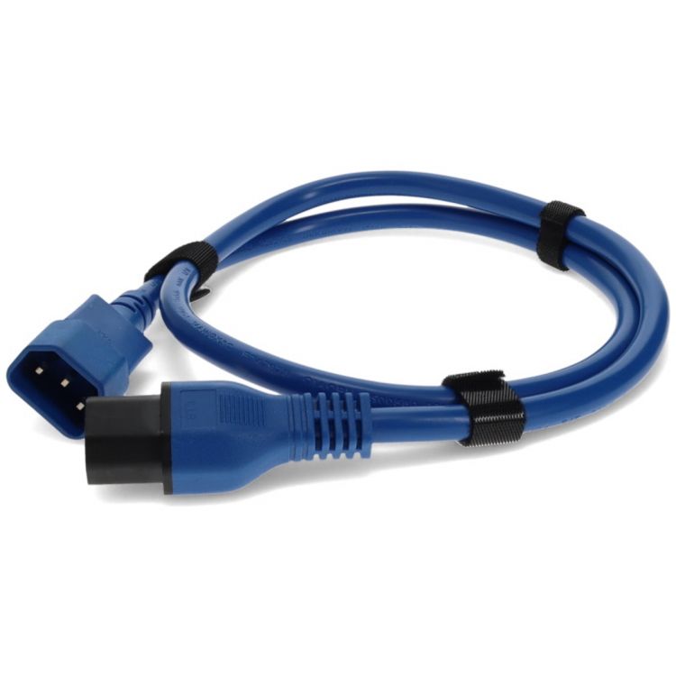 AddOn Networks 3ft C13 Female to C14 Male 14AWG 100-250V at 10A Blue Power Cable