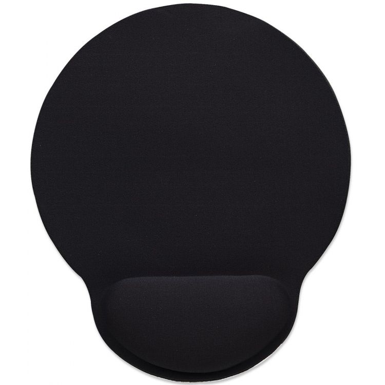 Manhattan Wrist Gel Support Pad and Mouse Mat, Black, 241 × 203 × 40 mm, non slip base, Lifetime Warranty, Card Retail Packaging