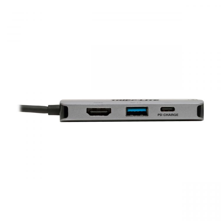 Tripp Lite USB-C Adapter with PD Charging - Type-C, USB 3.1, 100W, Ultra 4K HDMI, Gigabit Ethernet & USB-A Hub Port, Grey