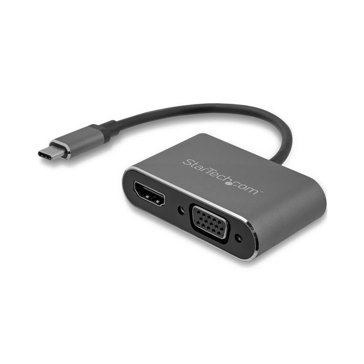 StarTech.com USB-C to VGA and HDMI Adapter - 2-in-1 - 4K 30Hz - Space Gray