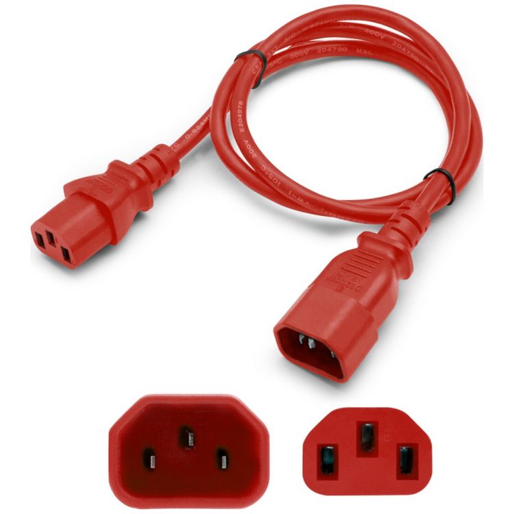 AddOn Networks 6ft C13 Female to C14 Male 18AWG 100-250V at 10A Red Power Cable