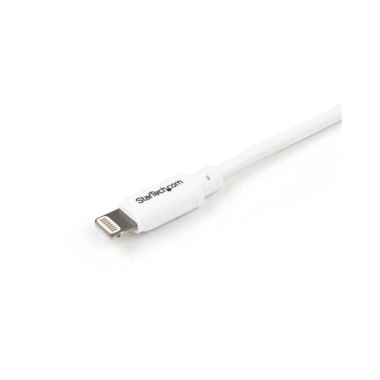 StarTech.com Dual-Port Car Charger - USB with Built-in Lightning Cable - White