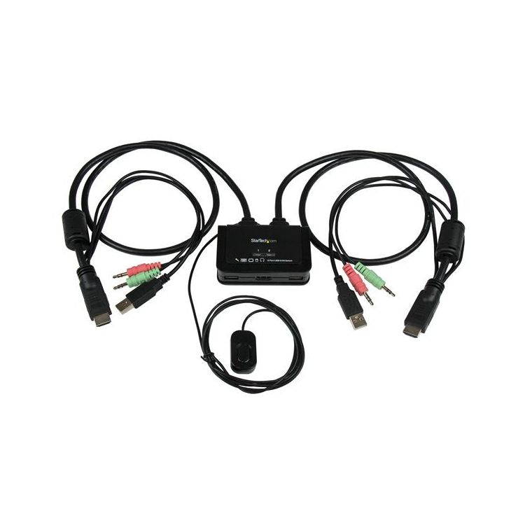 StarTech.com 2 Port USB HDMI Cable KVM Switch with Audio and Remote Switch – USB Powered